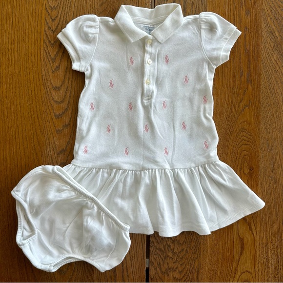 Ralph Lauren Other - Ralph Lauren White Polo Dress with Pink Embroidery | Size 12M